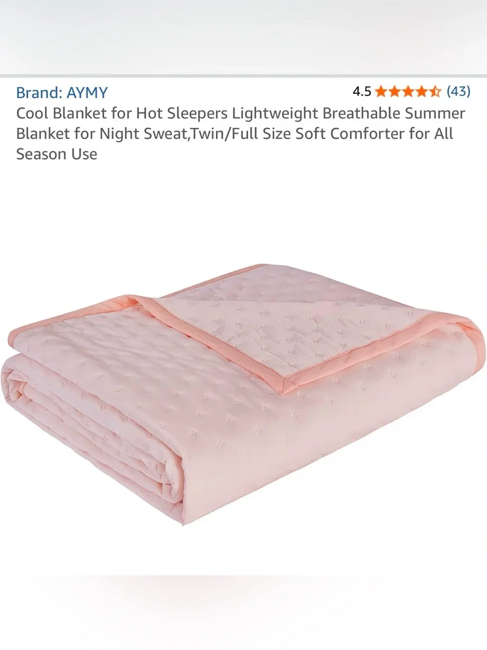 Lightweight Breathable Pink Comforter / Blanket
